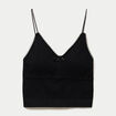 Crop top c&ocirc;tel&eacute; noir femme