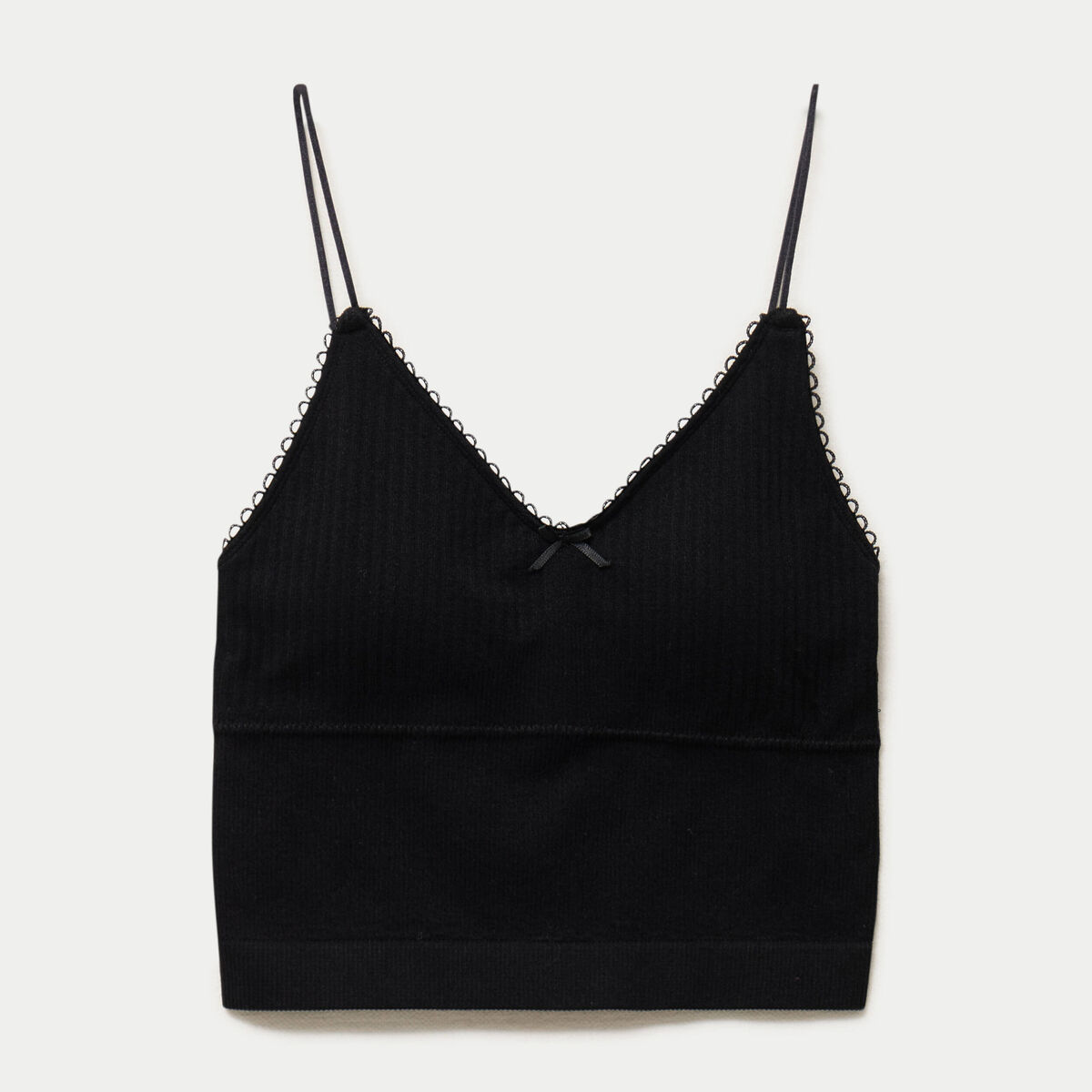Crop top c&ocirc;tel&eacute; noir femme
