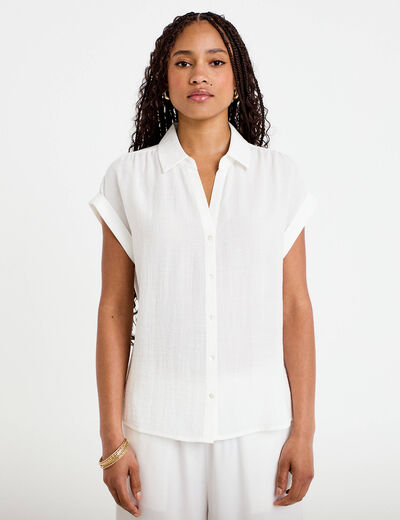 Blouse manches courtes ecru femme