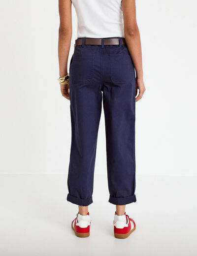 Pantalon chino avec ceinture amovible bleu marine femme