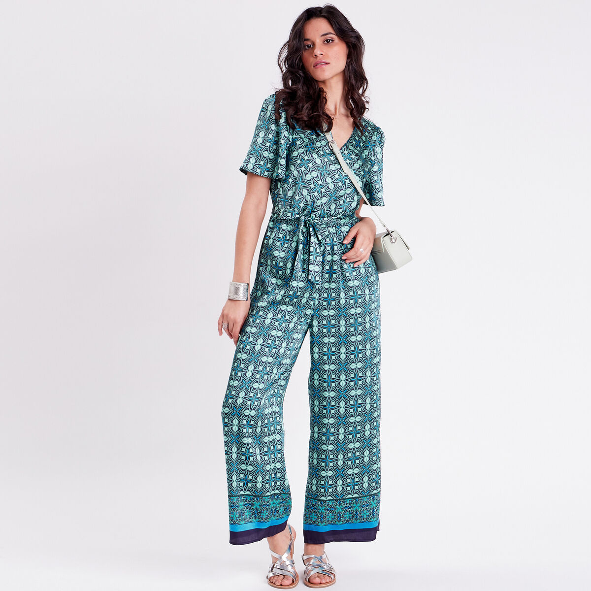 Combinaison pantalon large vert menthe femme