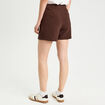 Jupe-short droite fentes marron fonc&eacute; femme