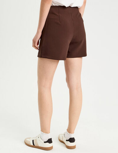 Jupe-short droite fentes marron fonc&eacute; femme