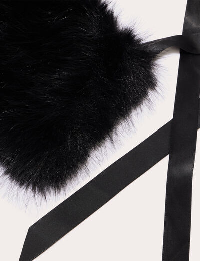 Foulard en fausse fourrure noir femme