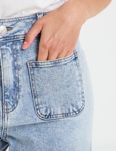 Jean wide leg cropped taille haute denim triple stone femme