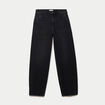Jean barrel taille haute denim noir femme