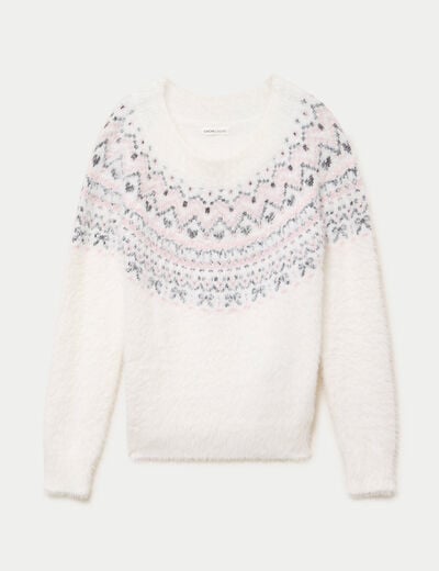 Pull manches longues ecru femme