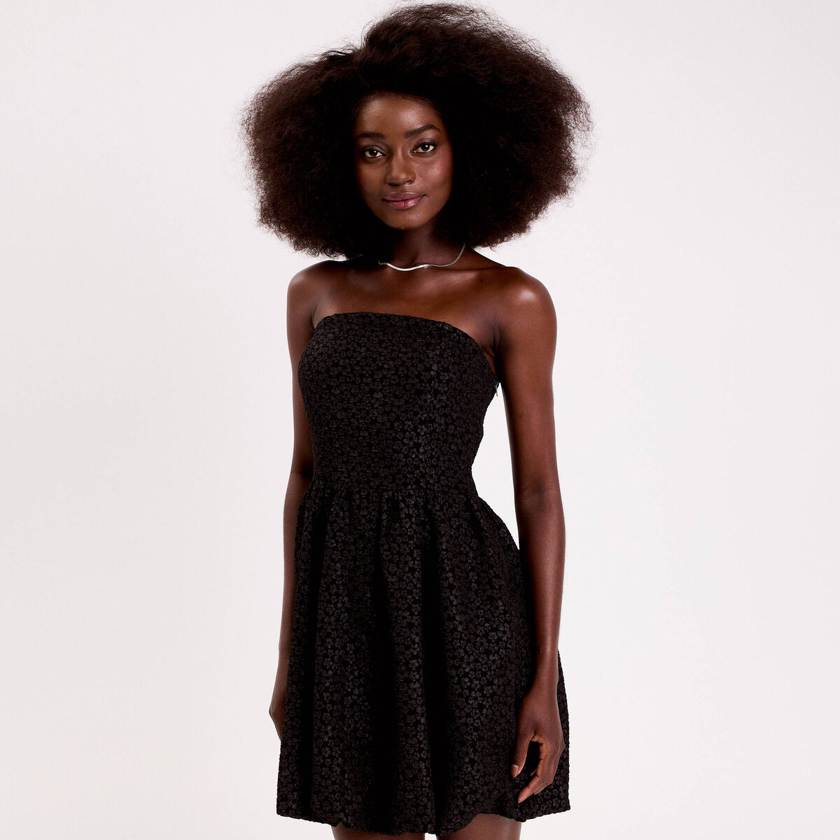 Robe effet boule &agrave; bretelles amobiles noir femme