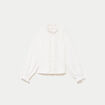 Blouse droite col montant dentelle ecru femme