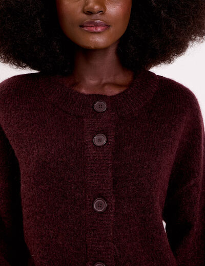 Gilet boutonn&eacute; rouge fonc&eacute; femme
