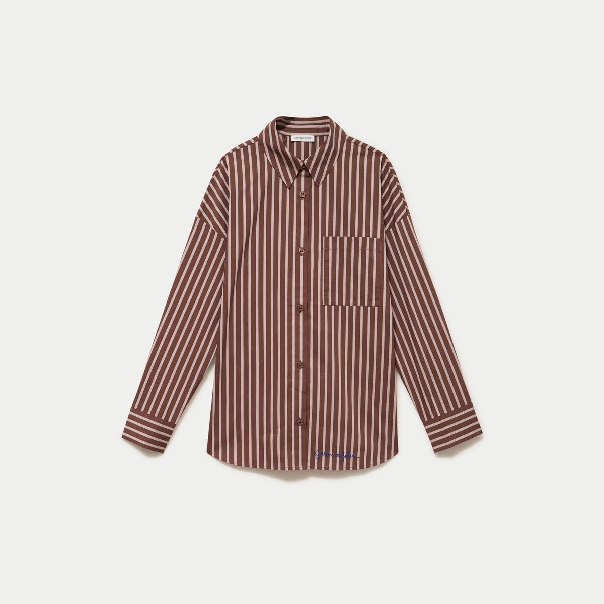 Chemise oversize manches longues marron femme