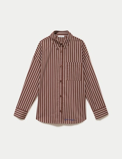 Chemise oversize manches longues marron femme