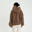 Veste bas resserr&eacute; &agrave; capuche marron femme