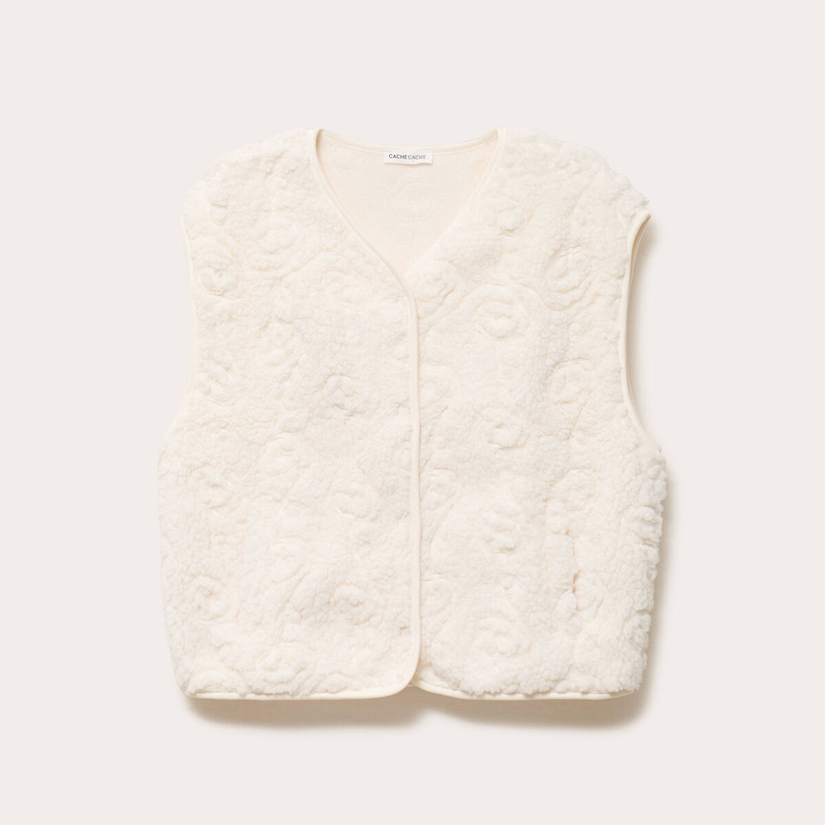 Gilet sans manches effet polaire ecru femme
