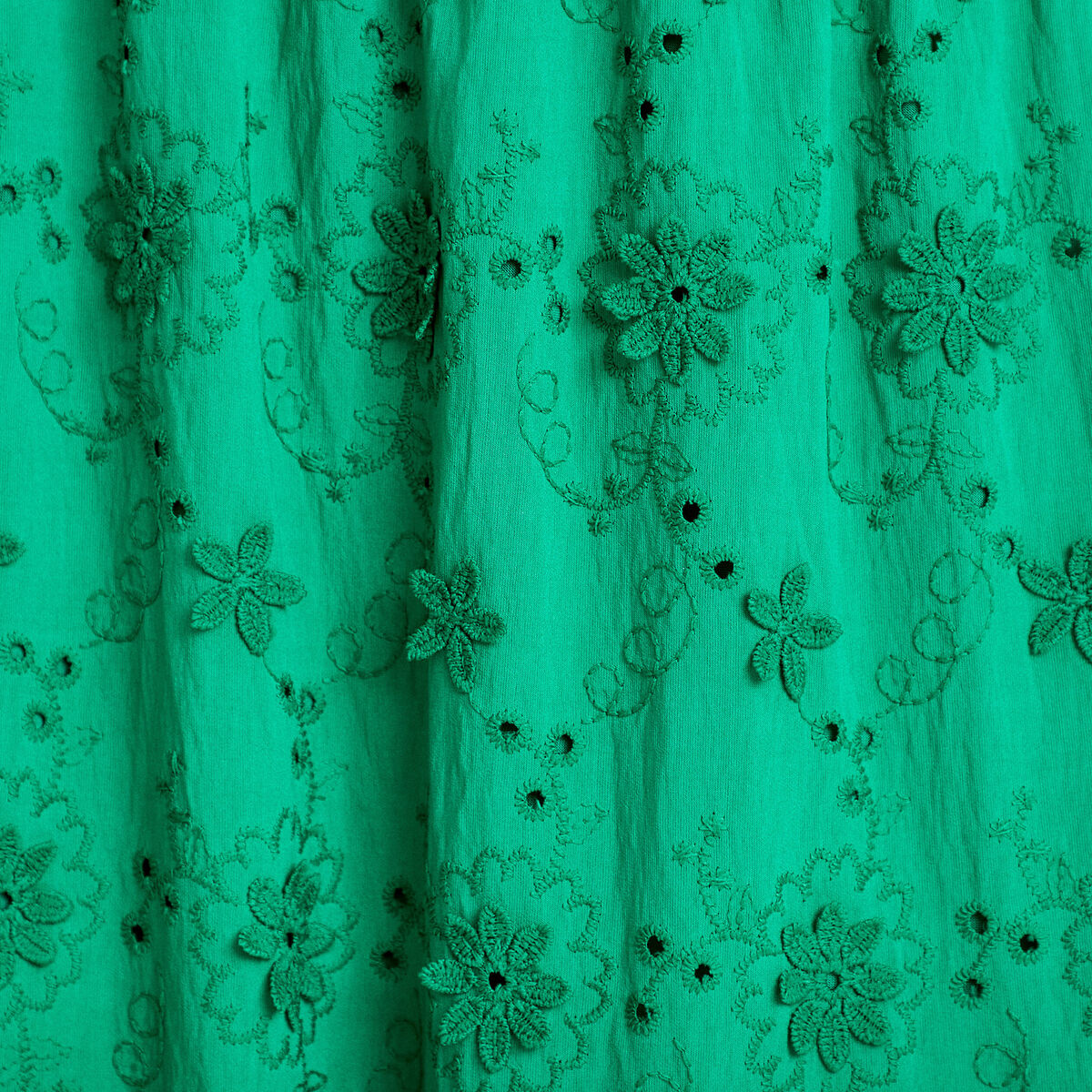 Jupon long &eacute;vas&eacute; avec broderie vert femme