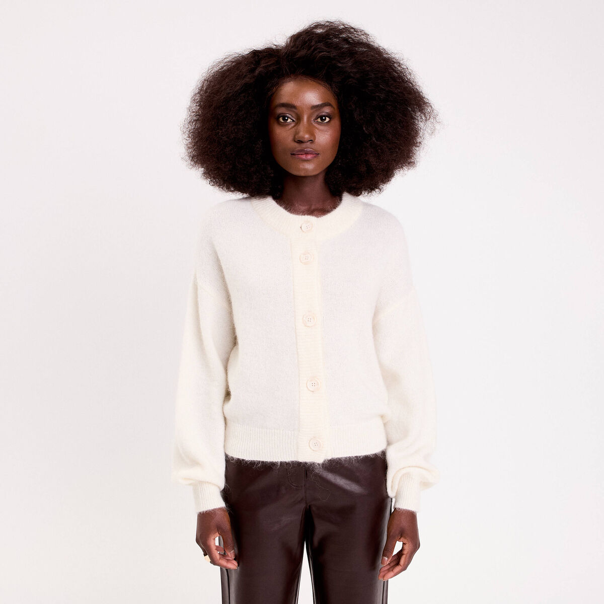 Gilet boutonn&eacute; ecru femme