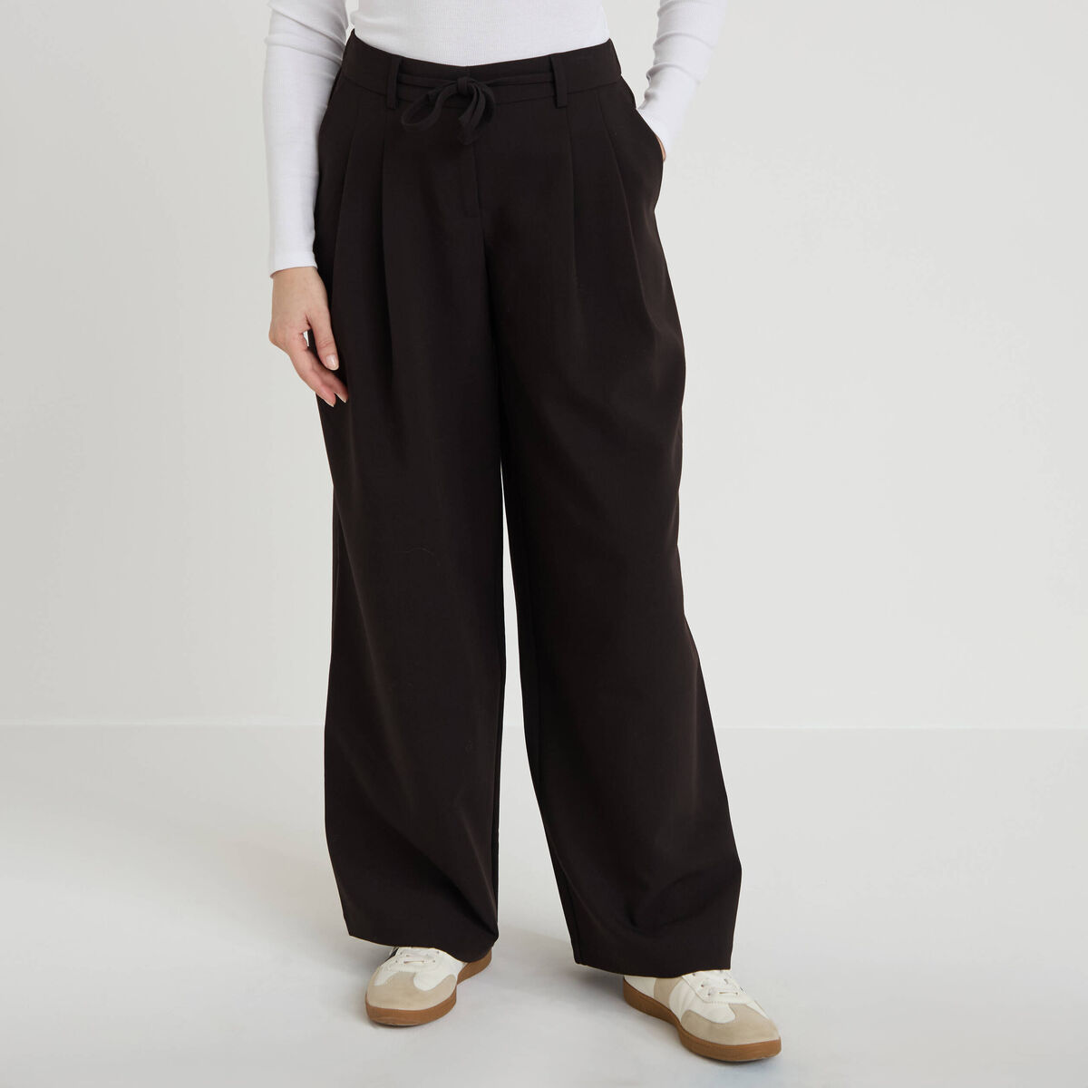 Pantalon large fluide noir femme