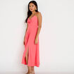 Robe longue &eacute;vas&eacute;e fendue rose femme