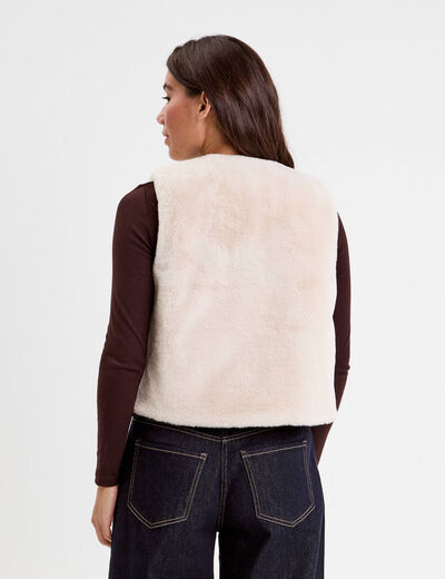 Gilet r&eacute;versible sans manches ivoire femme