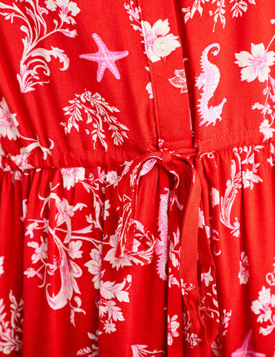 Robe courte &eacute;vas&eacute;e col chemise rouge femme