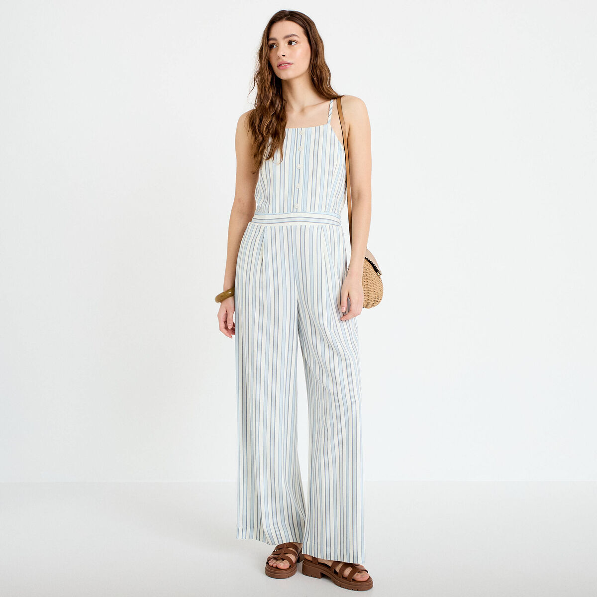 Combinaison large col am&eacute;ricain blanc femme