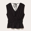 Blouse sans manches col v bas resserr&eacute; noir femme