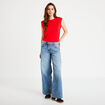 T-shirt col rond sans manches rouge femme