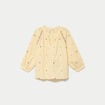 Blouse ample col tunisien manches 3/4 jaune pastel femme