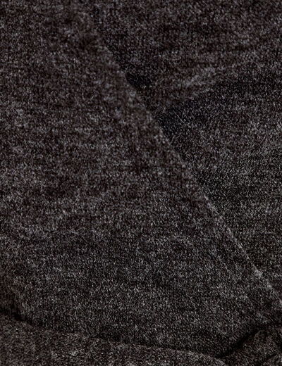 Cache-coeur droit manches longues gris fonc&eacute; femme