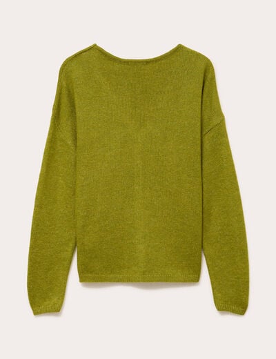 Gilet boutonn&eacute; avec col en V vert fonc&eacute; femme