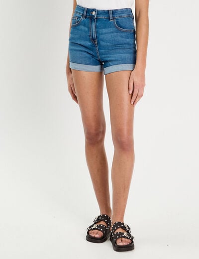 Short slim en jean denim stone femme