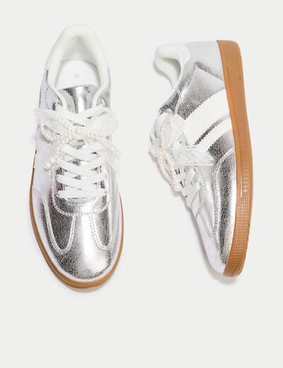 Basket gris argent femme