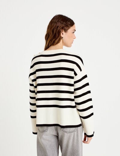 Pull ample manches longues ecru femme