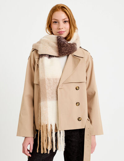 &Eacute;charpe plaid ivoire femme