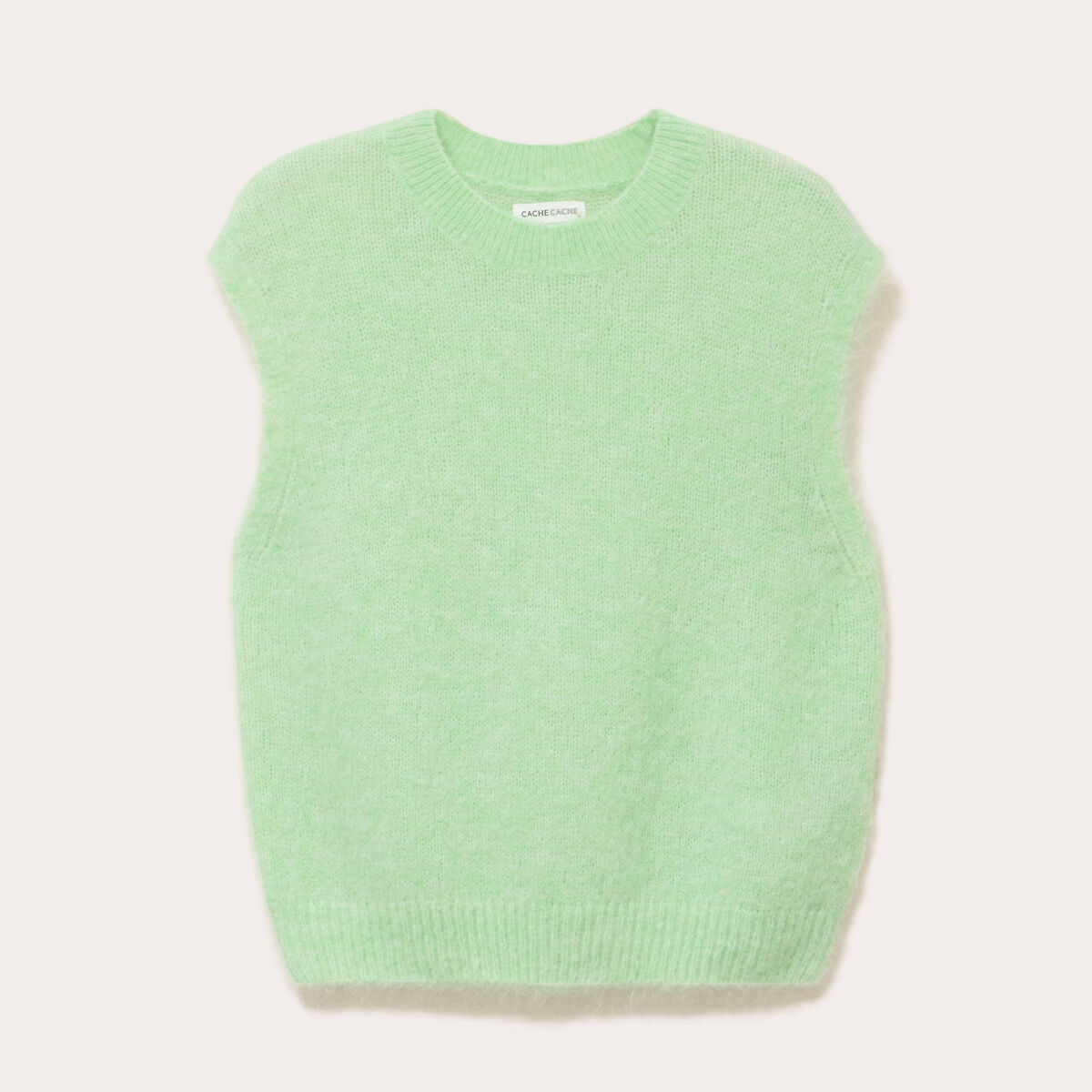 Pull sans manches vert pastel femme