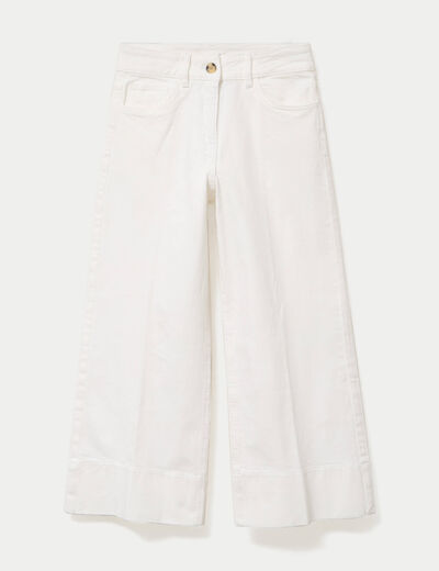 Jean wide leg cropped taille haute denim blanc femme