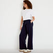 Pantalon large style jogging bleu marine femme