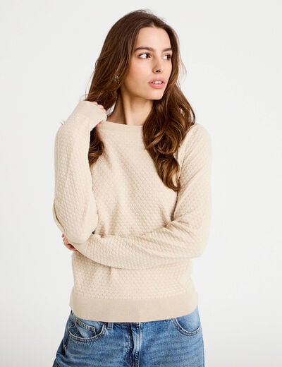 Pull col bateau sable femme