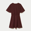 Robe courte &eacute;vas&eacute;e col v manches courtes marron femme