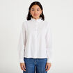 Chemise droite manches longues ecru femme