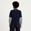 Pull col rond vichy manches longues bleu marine femme