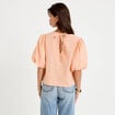 Blouse effet boule manches courtes orange femme