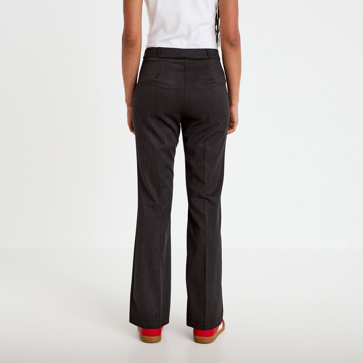 Pantalon bootcut taille basse gris fonc&eacute; femme