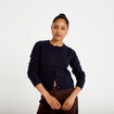 Gilet boutonn&eacute; manches longues bleu marine femme