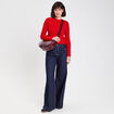 Pull ajust&eacute; col rond manches longues rouge femme