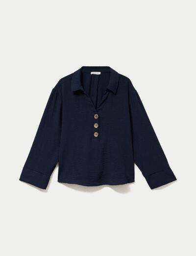 Blouse manches longues bleu marine femme