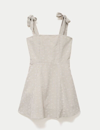 Robe patineuse courte &agrave; fines bretelles gris femme