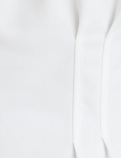 Top ajust&eacute; col rond manches courtes ecru femme