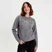 Pull avec perles gris fonc&eacute; femme