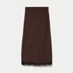 Jupe &eacute;vas&eacute;e 3/4 d&eacute;tail dentelle marron fonc&eacute; femme
